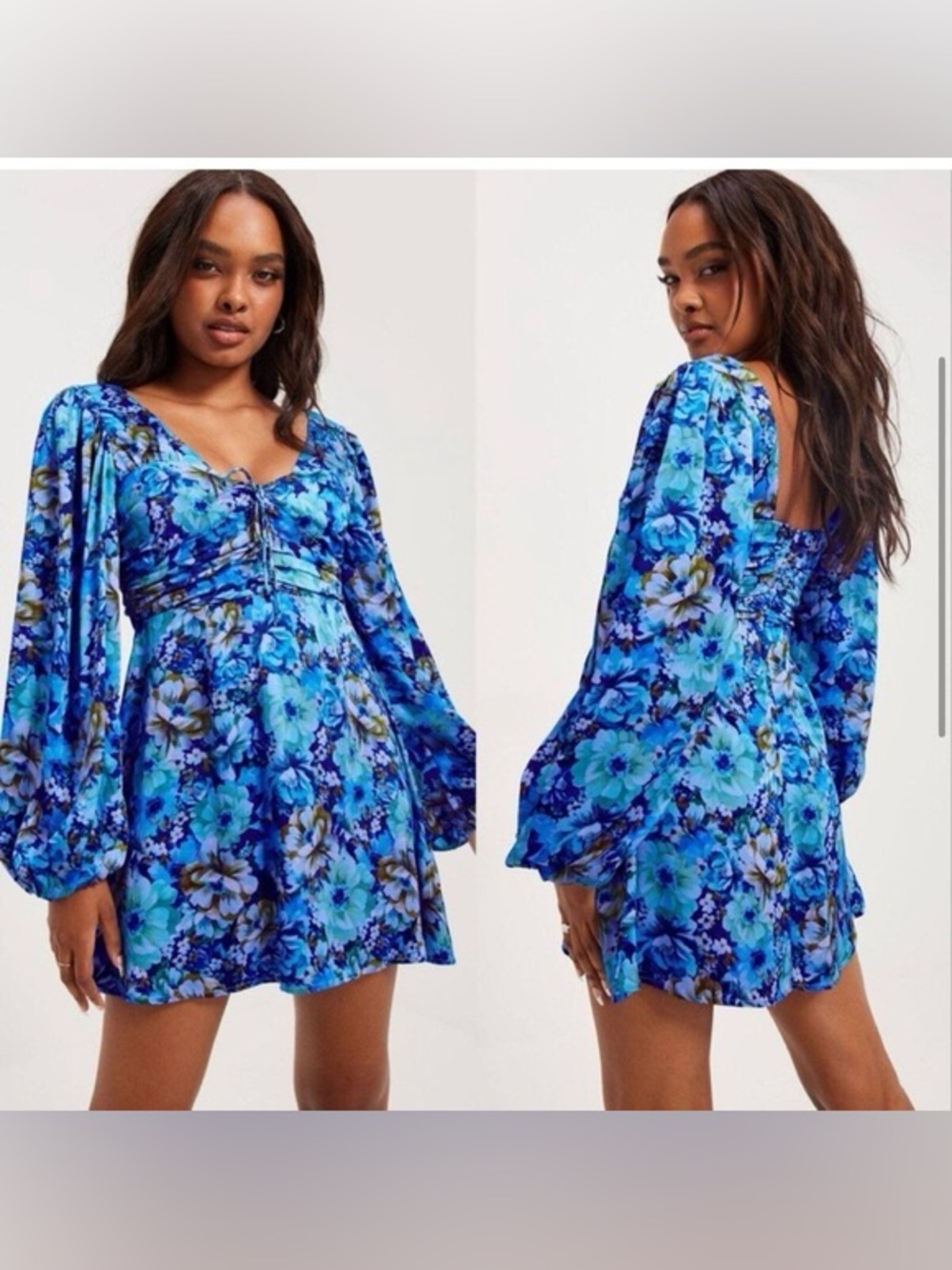 Blue floral mini dress